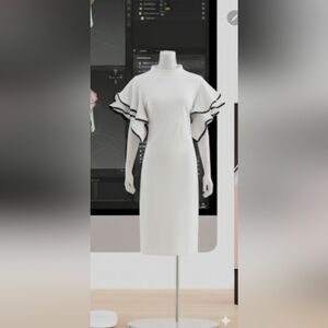 Elegant White Ruffle Sleeve Dress